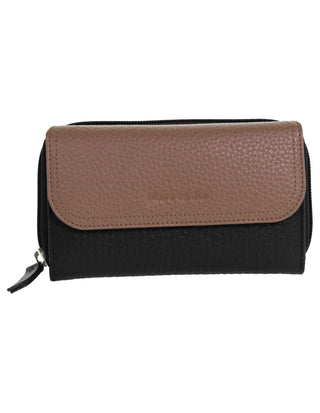 Tri-Fold Wallet Black / Leather PC 4028 BLK/TAUPE Pierre Cardin Ladies Tri-Fold Tab Wallet in Black-Taupe