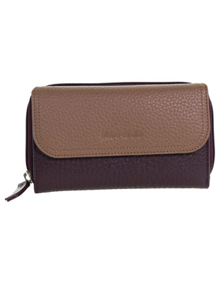 Tri-Fold Wallet Burgundy / Leather PC 4028 BURG/TAUPE Pierre Cardin Ladies Tri-Fold Tab Wallet in Burgundy-Taupe