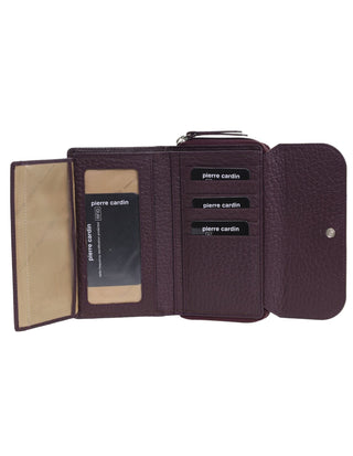 Tri-Fold Wallet Burgundy / Leather PC 4028 BURG/TAUPE Pierre Cardin Ladies Tri-Fold Tab Wallet in Burgundy-Taupe