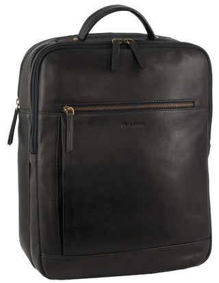 Backpacks Black / Leather PC 3708 BLK Pierre Cardin Leather Business/Laptop Backpack in Black