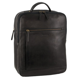 Backpacks Black / Leather PC 3708 BLK Pierre Cardin Leather Business/Laptop Backpack in Black