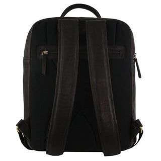 Backpacks Black / Leather PC 3708 BLK Pierre Cardin Leather Business/Laptop Backpack in Black