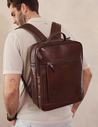 Backpack, Computer Bag Oak / Leather PC 3708 OAK Pierre Cardin Leather Business/Laptop Backpack in Oak
