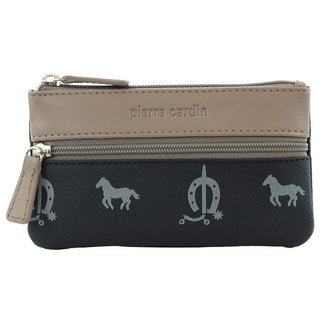 Coin Purse Black-Taupe / Leather PC 1349 BLK-TAUPE Pierre Cardin Leather Coin Purse/Key Holder in Black-Taupe