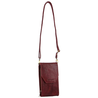 Phone Bag Cherry / Leather PC 3524 CHERRY Pierre Cardin Leather Crossbody Phone Wallet Bag in Cherry