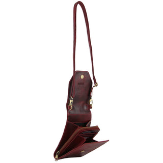 Phone Bag Cherry / Leather PC 3524 CHERRY Pierre Cardin Leather Crossbody Phone Wallet Bag in Cherry