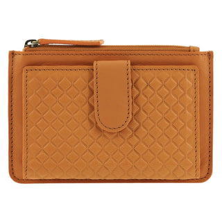 Leather Wallet Tan / Leather PC 3780 TAN Pierre Cardin leather Diamond Pattern Emboss Zip Purse Wallet in Tan