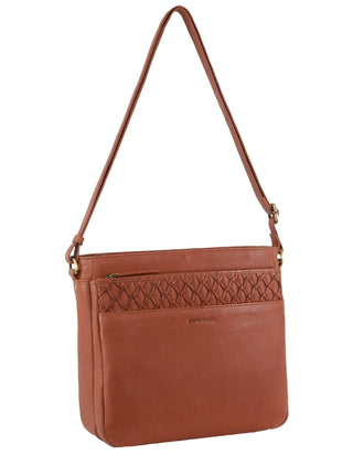 Crossbody bag Tan / Leather PC 3688 TAN Pierre Cardin Leather Embossed Crossbody Bag in Tan