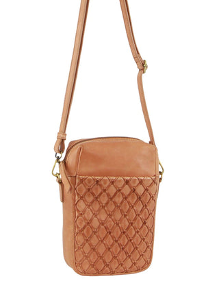 Crossbody bag Apricot / Leather PC 3686 APRICOT Pierre Cardin Leather Embossed Phone Crossbody Bag in Apricot