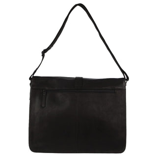 Computer Bag Black / Leather PC 3721 BLK Pierre Cardin Leather Flap-over Computer Bag in Black