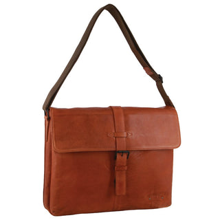 Computer Bag Cognac / Leather PC 3721 COGN Pierre Cardin Leather Flap-over Computer Bag in Cognac