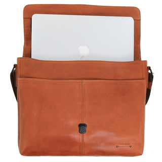 Computer Bag Cognac / Leather PC 3721 COGN Pierre Cardin Leather Flap-over Computer Bag in Cognac