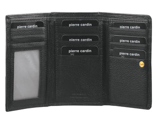 Leather Wallet Black / Leather PC 8776 BLK Pierre Cardin Leather Ladies Tri-Fold Wallet in Black