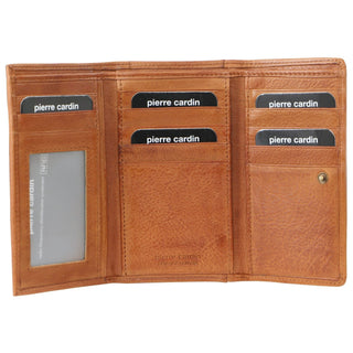 Leather Wallet Cognac / Leather PC 8776 COGN Pierre Cardin Leather Ladies Tri-Fold Wallet in Cognac