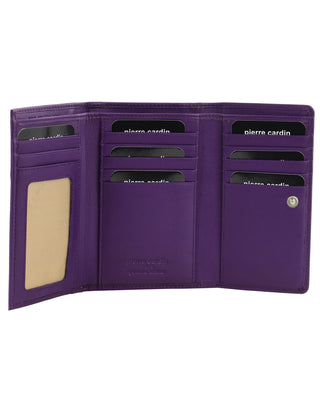 Ladies Wallet Purple / Leather PC 8776 PRPL Pierre Cardin Leather Ladies Tri-Fold Wallet in Purple