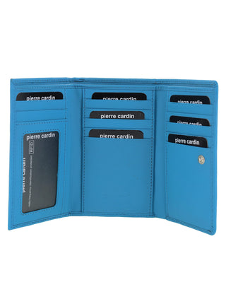 Ladies Wallet Turquoise / Leather PC 8776 TURQ Pierre Cardin Leather Ladies Tri-Fold Wallet in Turquoise