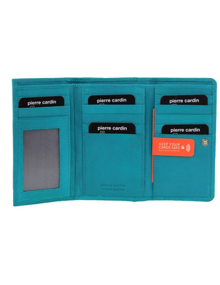 Leather Wallet Turquoise / Leather PC 8776 TURQ Pierre Cardin Leather Ladies Tri-Fold Wallet in Turquoise