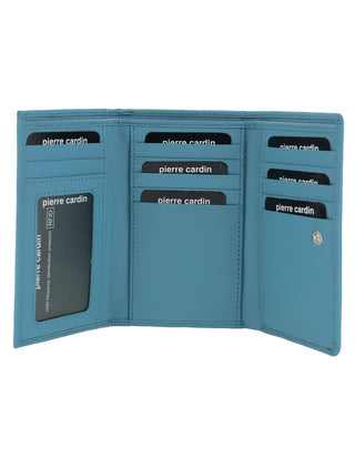 Leather Wallet Turquoise / Leather PC 8776 TURQ Pierre Cardin Leather Ladies Tri-Fold Wallet in Turquoise