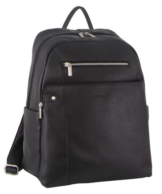 Backpack Black / Leather PC 3341 BLK Pierre Cardin Leather Laptop/Business Backpack in Black