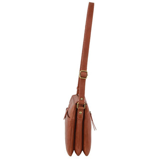 Crossbody bag Tan / Leather PC 3840 TAN Pierre Cardin Leather Layered Style Crossbody Bag in Tan