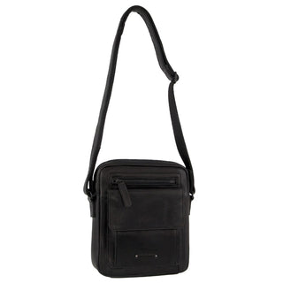 Crossbody Bag Black / Leather PC 3752 BLK Pierre Cardin Leather Men's Multi-Compartment Crossbody Bag in Black