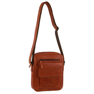 Crossbody Bag Cognac / Leather PC 3752 COGN Pierre Cardin Leather Men's Multi-Compartment Crossbody Bag in Cognac