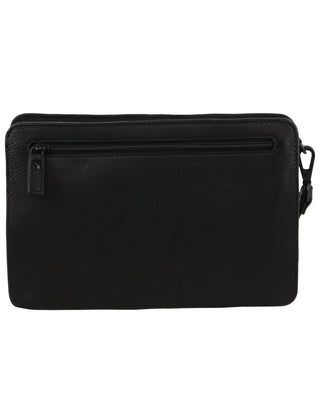 Organiser Bag Black / Leather PC 3875 BLK Pierre Cardin Leather Men's Multi Compartment Organiser Bag in Black