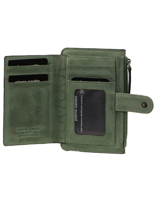 Zip Wallet Sage / Leather PC 3795 SAGE Pierre Cardin Leather Pattern Embossed Pattern Zip Purse Wallet in Sage