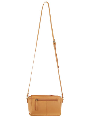 Crossbody bag Apricot / Leather PC 3661 APRICOT Pierre Cardin Leather Pleated Design Crossbody Bag in Apricot