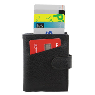 Leather Wallet Black / Leather PC 3644 BLK Pierre Cardin Leather Smart Slide Card Holder Tab Wallet in Black