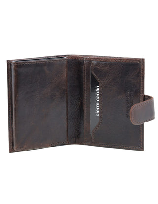 Card Holder Brown / Leather PC 3644 BRN Pierre Cardin Leather Smart Slide Card Holder Tab Wallet in Brown