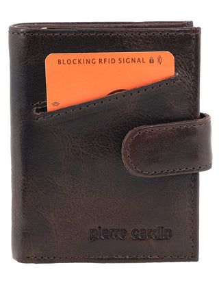 Card Holder Brown / Leather PC 3644 BRN Pierre Cardin Leather Smart Slide Card Holder Tab Wallet in Brown