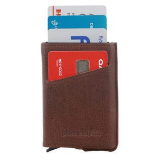 Leather Wallet Brown / Leather PC 3643 BRN Pierre Cardin Leather Smart Slide Card Holder Tab Wallet in Brown