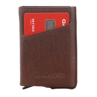 Leather Wallet Brown / Leather PC 3643 BRN Pierre Cardin Leather Smart Slide Card Holder Tab Wallet in Brown