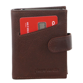 Leather Wallet Brown / Leather PC 3644 BRN Pierre Cardin Leather Smart Slide Card Holder Tab Wallet in Brown