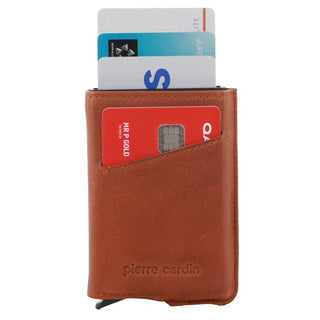 Leather Wallet Tan / Leather PC 3643 COGNAC Pierre Cardin Leather Smart Slide Card Holder Tab Wallet in Tan