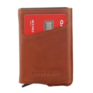 Leather Wallet Tan / Leather PC 3643 COGNAC Pierre Cardin Leather Smart Slide Card Holder Tab Wallet in Tan