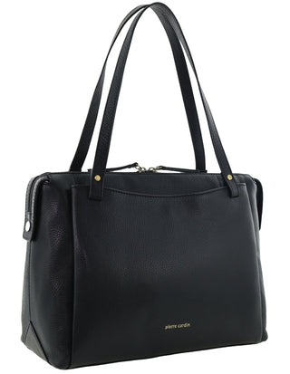 Tote Bag Black / Leather PC 4083 BLACK Pierre Cardin Leather Tote Bag in Black