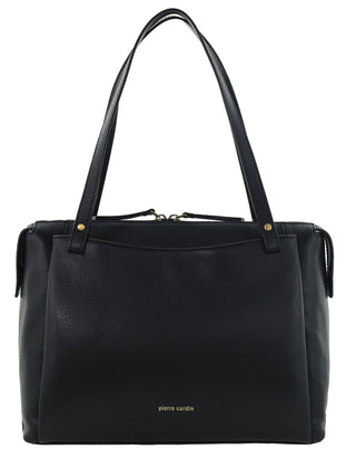 Tote Bag Black / Leather PC 4083 BLACK Pierre Cardin Leather Tote Bag in Black