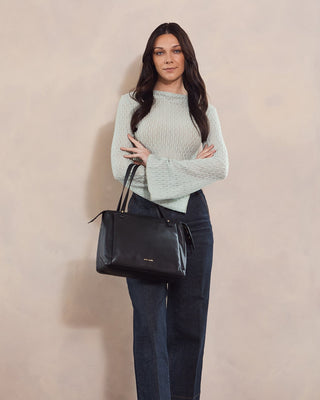 Tote Bag Black / Leather PC 4083 BLACK Pierre Cardin Leather Tote Bag in Black