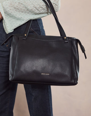 Tote Bag Black / Leather PC 4083 BLACK Pierre Cardin Leather Tote Bag in Black