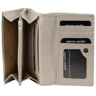 Tri-Fold Wallet Bone / Leather PC3779 BONE Pierre Cardin Leather Tri-fold Diamond Pattern Emboss Ladies Wallet