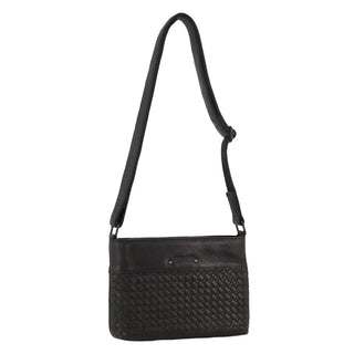 Crossbody bag Black / Leather PC 3731 BLK Pierre Cardin Leather Woven Embossed Cross Body Bag in Black