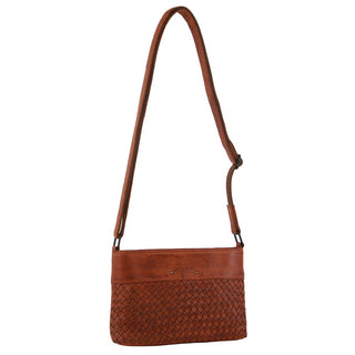 Crossbody bag Cognac / Leather PC 3731 COGN Pierre Cardin Leather Woven Embossed Cross Body Bag in Cognac