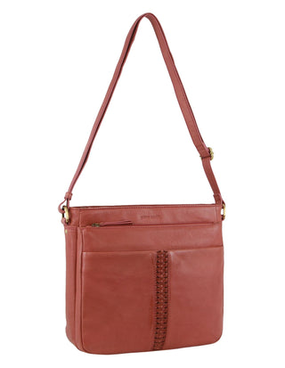 Crossbody bag Marsala / Leather PC 3690 MARSALA Pierre Cardin Leather Woven-Stich Design Crossbody Bag in Marsala