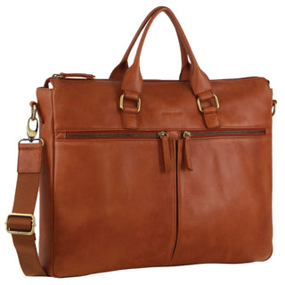 Laptop & Business bags Cognac / Leather PC 3709 BLK Pierre Cardin Men's Italian Leather Business Briefcase/Messenger Bag in Cognac