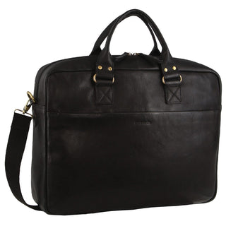 Computer Bag Black / Leather PC 3710 BLK Pierre Cardin Men's Italian Leather Computer Bag in Black