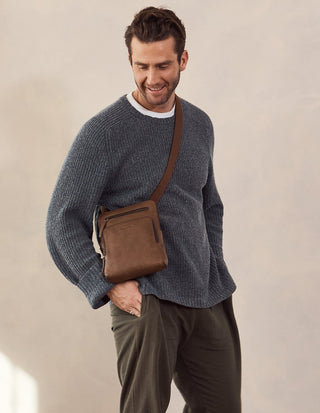 Crossbody Bag Oak / Leather PC 4006 OAK Pierre Cardin Men's Leather Casual Crossbody Bag in Oak