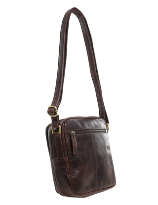 Crossbody Bag Chocolate / Leather PC 4095 CHOC Pierre Cardin Men's Leather Classic Crossbody Bag in Chocolate