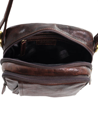 Crossbody Bag Chocolate / Leather PC 4095 CHOC Pierre Cardin Men's Leather Classic Crossbody Bag in Chocolate